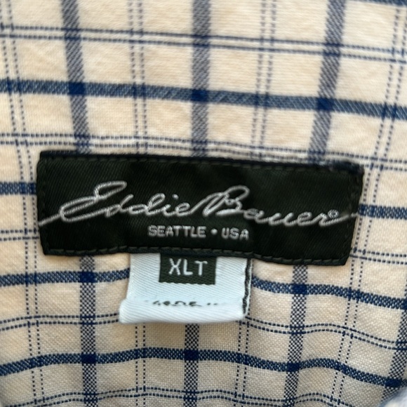 Eddie Bauer vintage wash blue and tan plaid men’s shirt - Picture 2 of 8